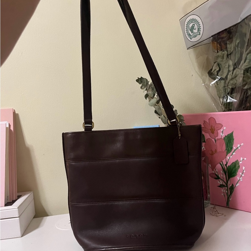 COACH vintage tribeca Tote Bag shoulder bag leather Brown Mahogany